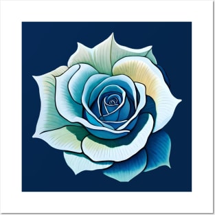 Giant Cerulean Blue Rose Posters and Art